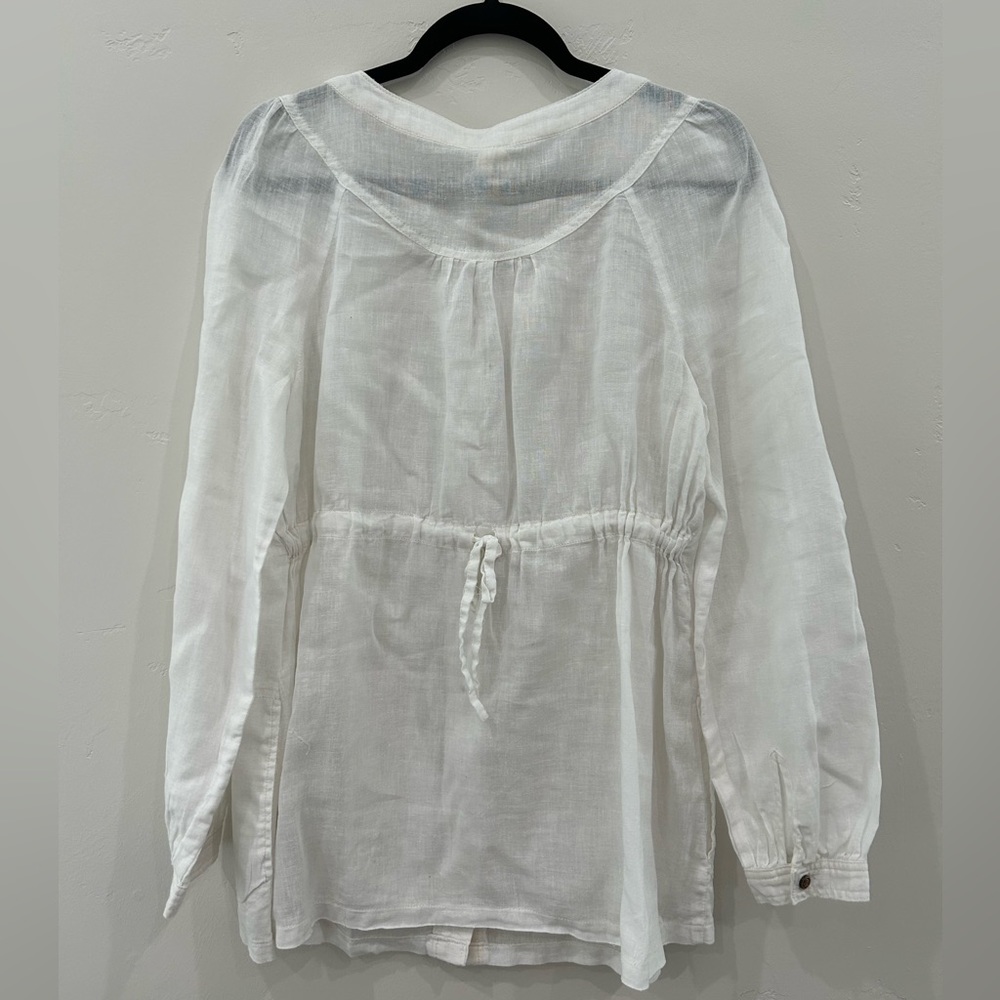 PAIR of We the Free Linen Peasant Tops, Ivory and Teal, Sizes S and M - Picture 6 of 13